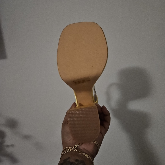 EGO Yellow Satin Platform Heels - Picture 3 of 3